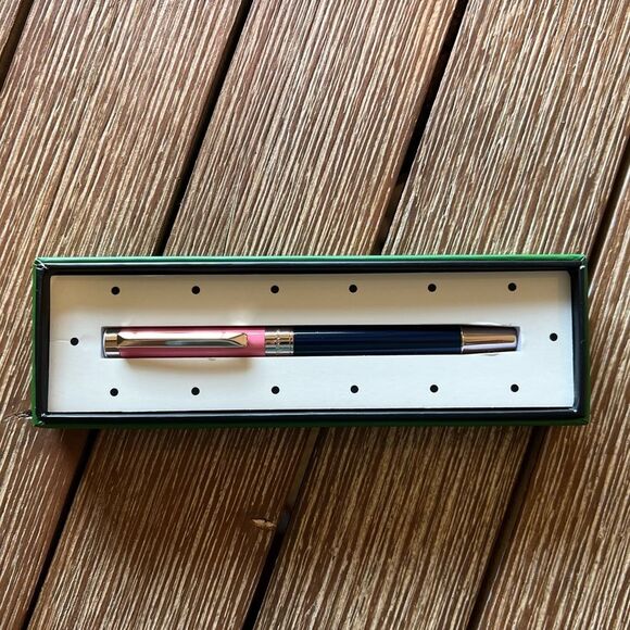 Kate Spade Limited Edition Pink & Navy Blue Colorblock Ballpoint Pen - Picture 7 of 10